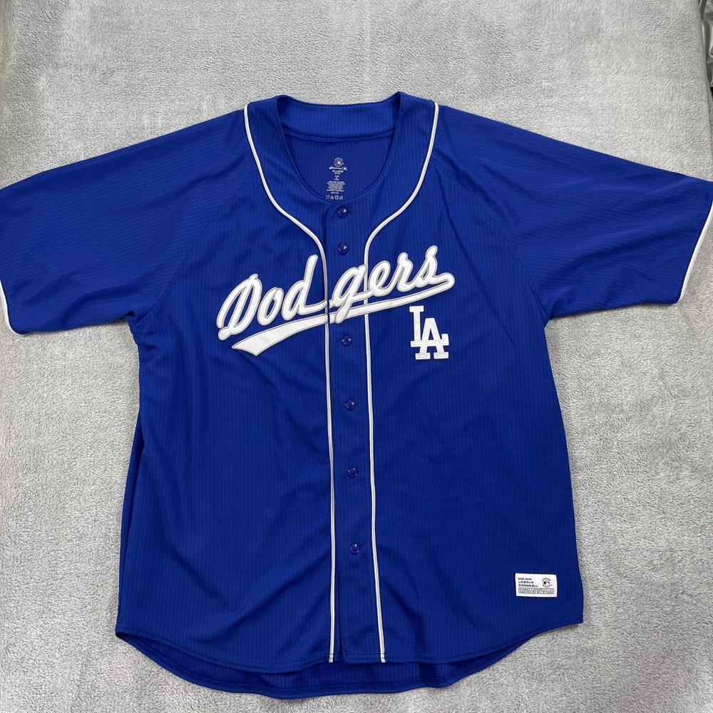 Dynasty Los Angeles Dodgers Jersey Men 2XL Blue MLB Mesh Button Front